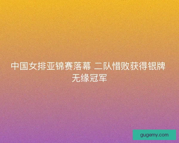 中国女排亚锦赛落幕 二队惜败获得银牌 无缘冠军